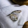 Anillo ajustable color plata acero inoxidable floral