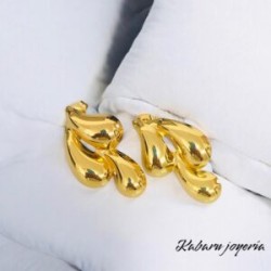 Pendientes dorados acero inoxidable gotas