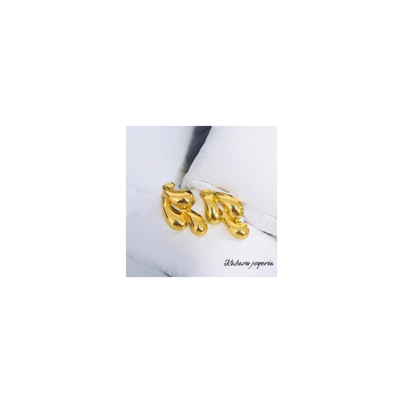 Pendientes dorados acero inoxidable gotas