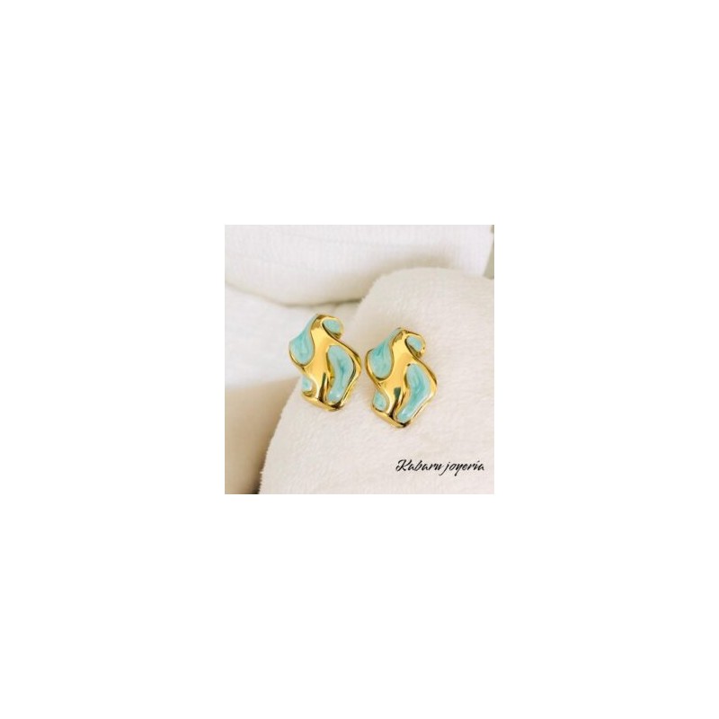 Pendientes color azul acero inoxidable vintage