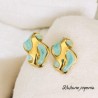 Pendientes color azul acero inoxidable vintage