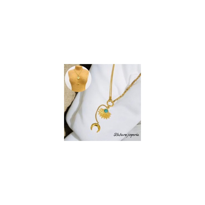 Collar dorado acero inoxidable luna colgante
