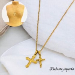Collar dorado acero inoxidable dijes cruces