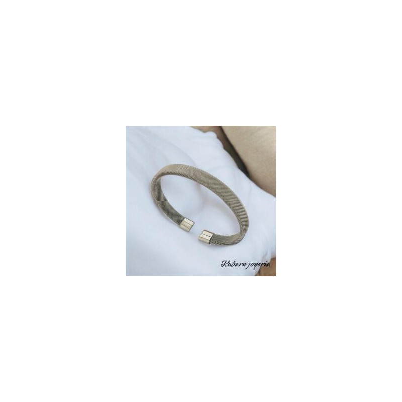 Pulsera color plata de puño acero inoxidable
