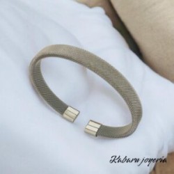 Pulsera color plata de puño acero inoxidable