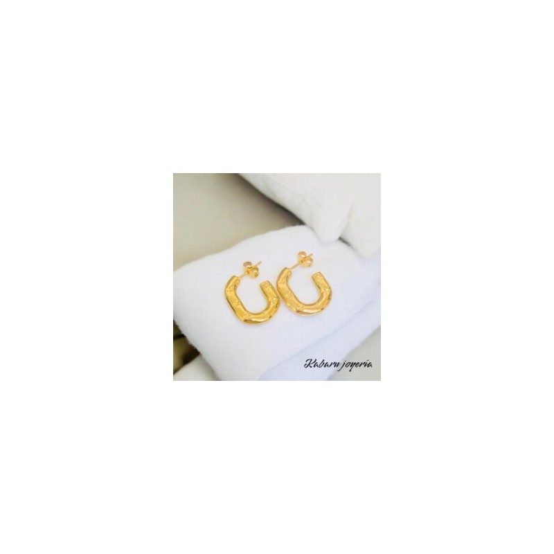 Aretes dorados acero inoxidable tipo U 21 mm