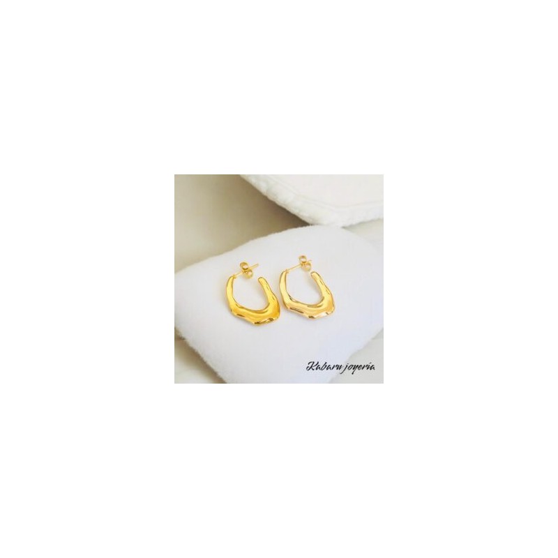 Aretes dorados acero inoxidable retros 24 mm