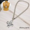 Collar color plata acero inoxidable cruz