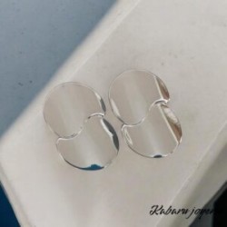 Pendientes color plata acero inoxidable hojas