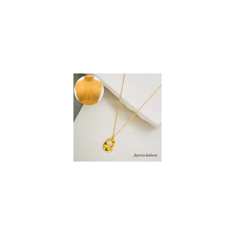 Collar dorado acero inoxidable oval