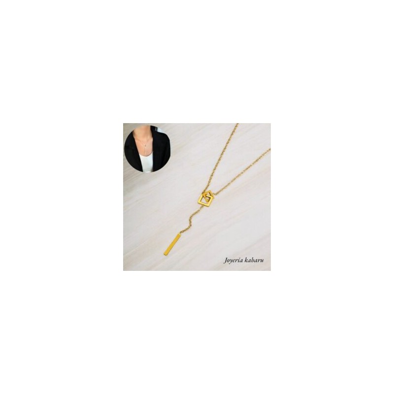 Collar dorado acero inoxidable barra colgante