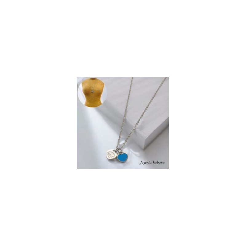 Collar color plata acero inoxidable corazones