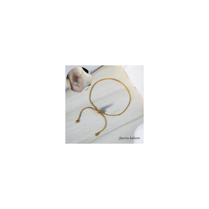 Tobillera dorada acero inoxidable bolas colgantes