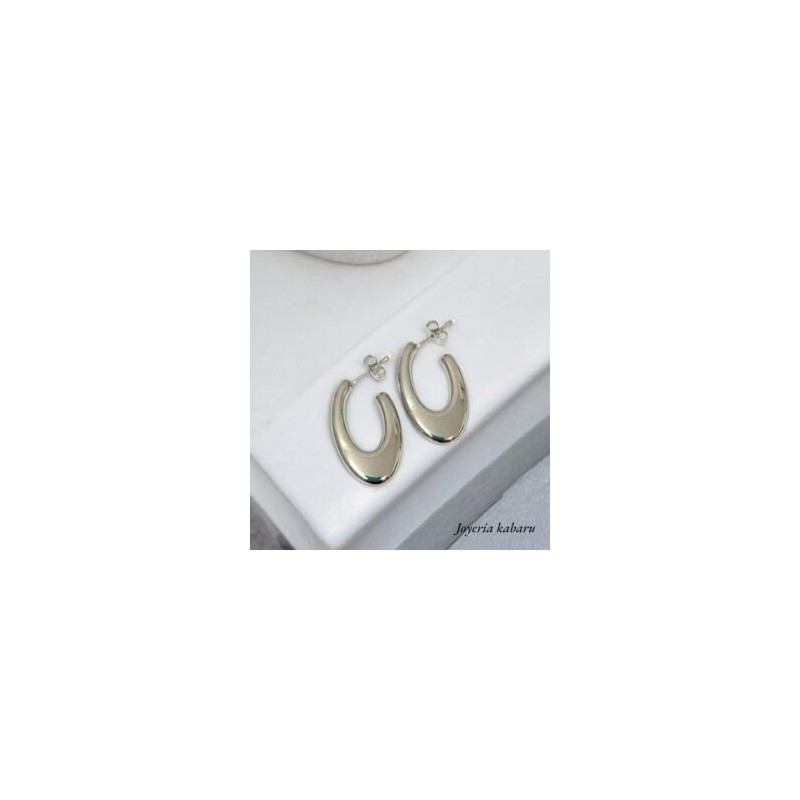 Pendientes color plata acero inoxidable 30×17 mm