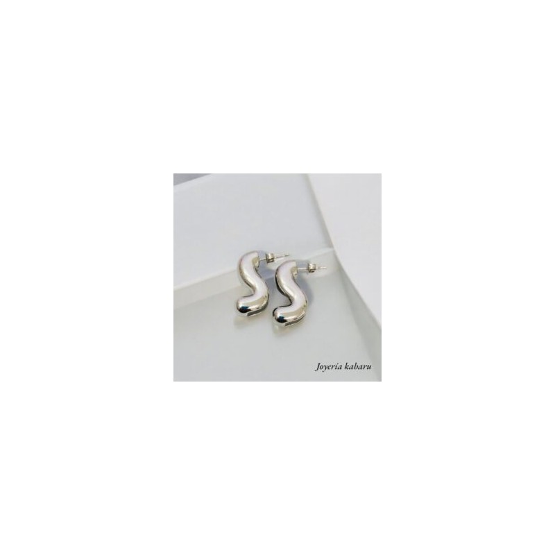 Pendientes color plata acero inoxidable tipo S