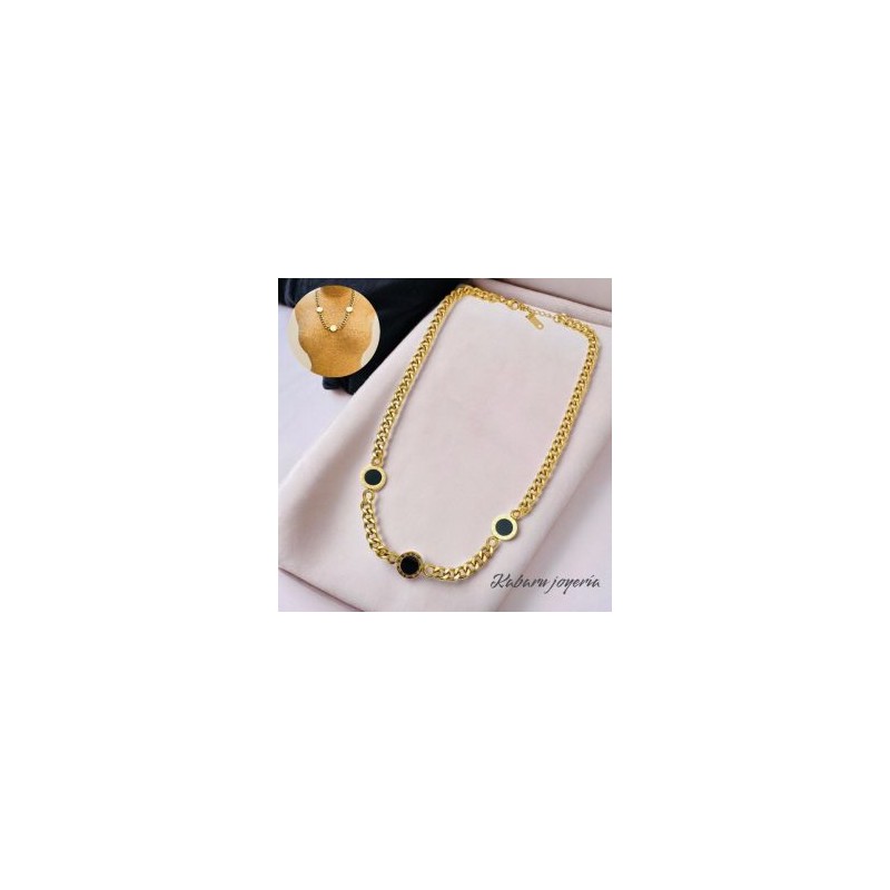 Collar dorado acero inoxidable numeros romanos