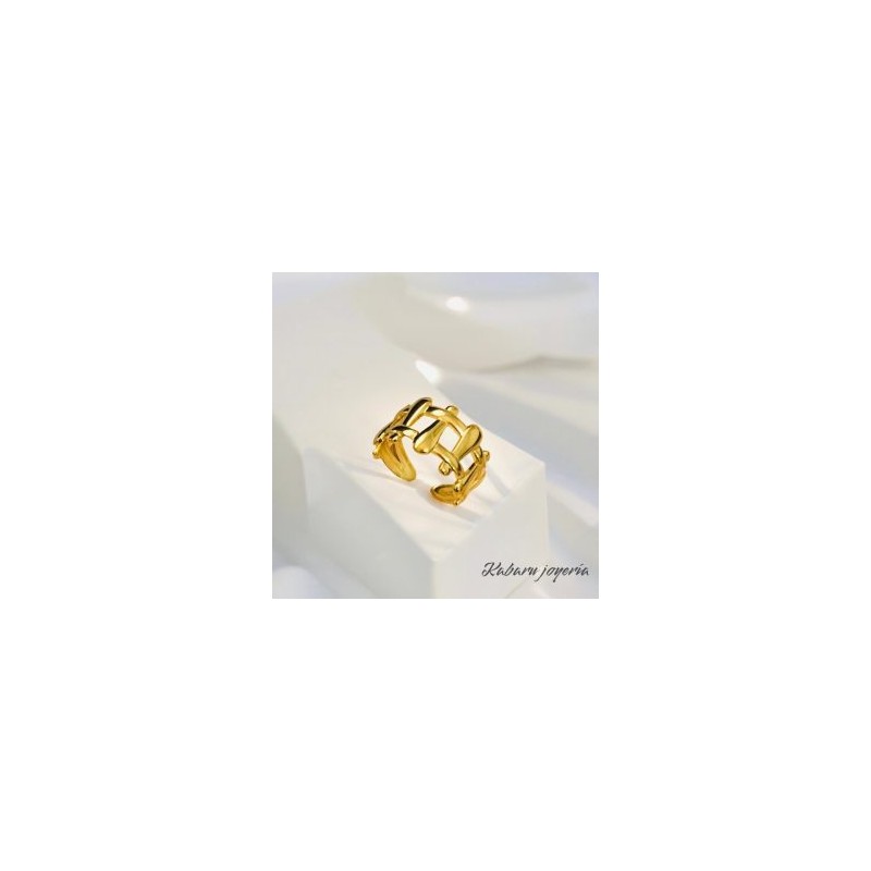 Anillo ajustable dorado acero inoxidable