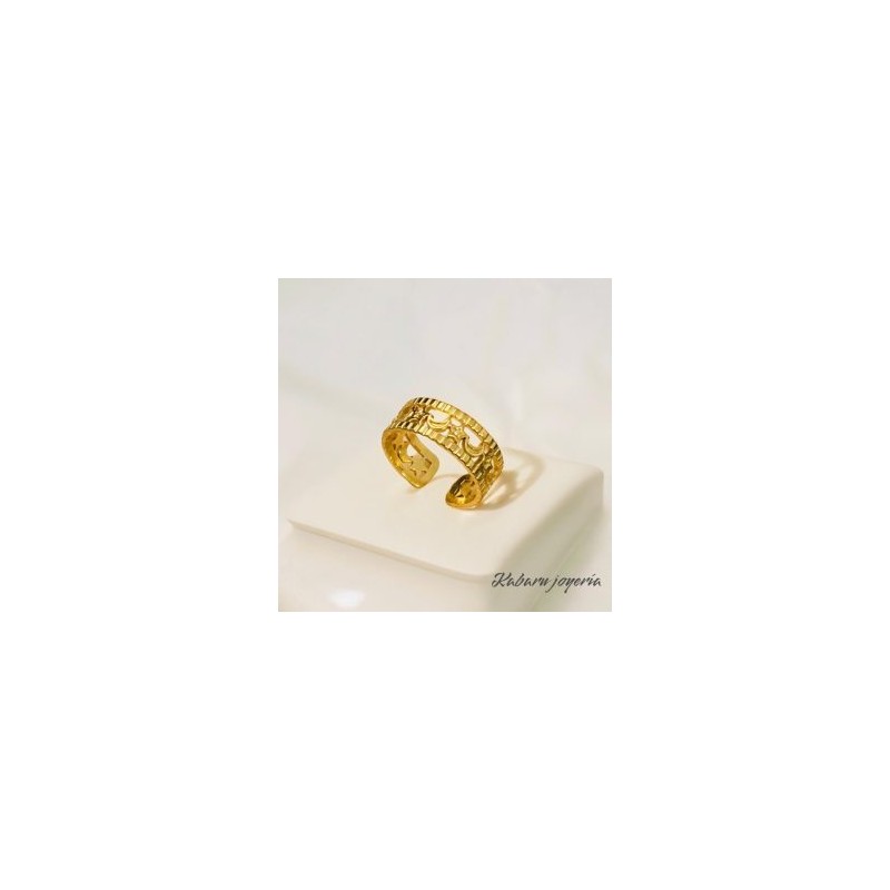 Anillo ajustable dorado acero inoxidable