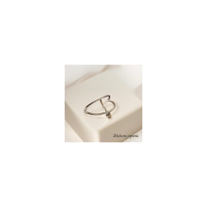 Anillo ajustable color plata acero inoxidable corazon