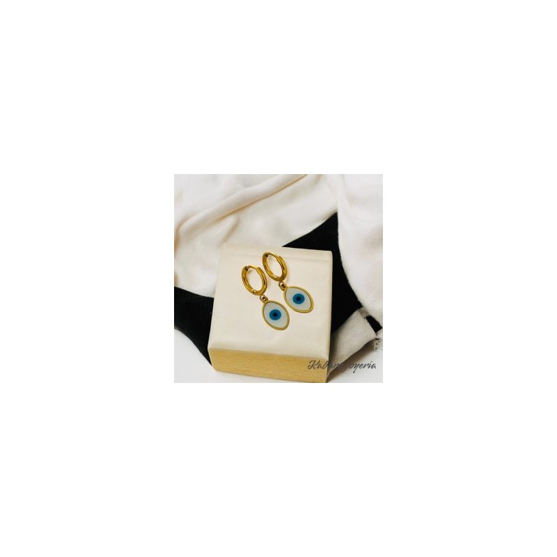 Aretes dorados acero inoxidable ojo turco