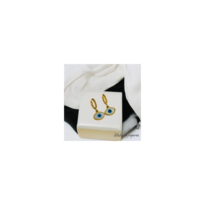 Aretes dorados acero inoxidable ojo turco