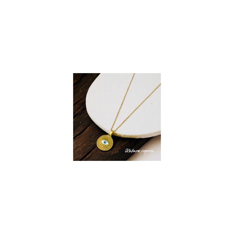 Collar dorado acero inoxidable ojo turco