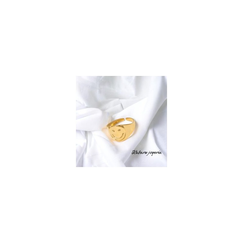 Anillo ajustable dorado acero inoxidable emoji