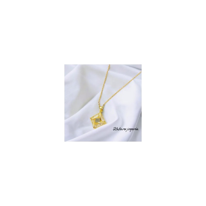 Collar dorado acero inoxidable piedra blanca