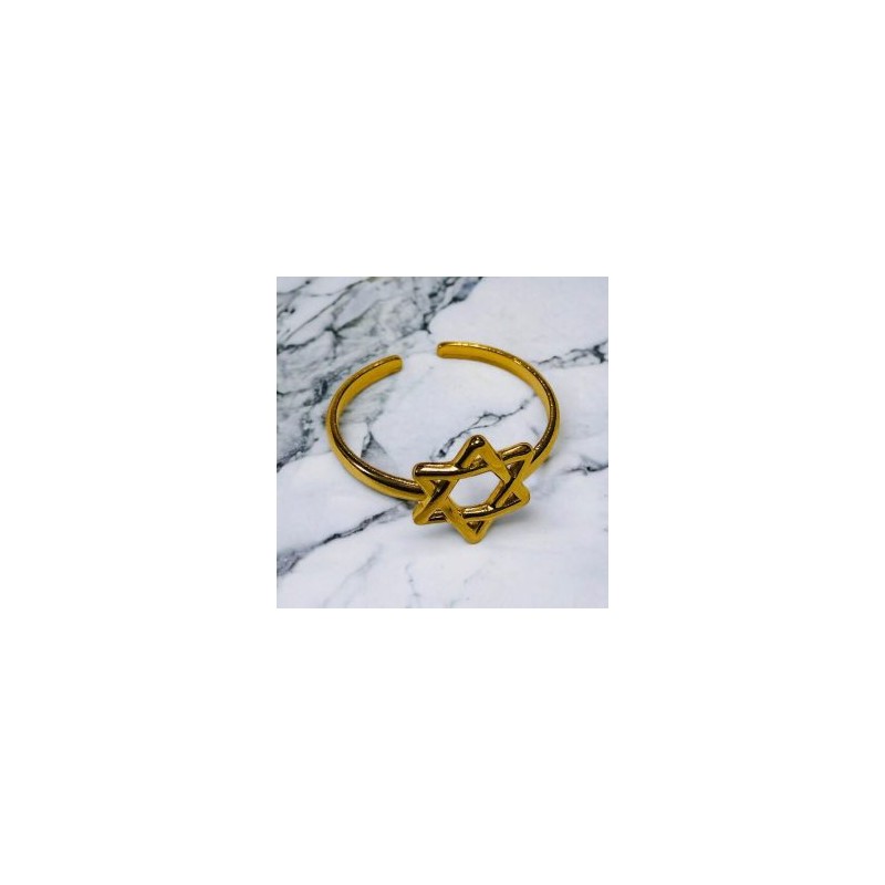 Anillo ajustado acero inoxidable dorado estrella