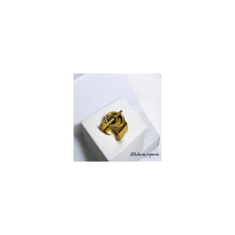 Anillo ajustable acero inoxidable dorado ancho