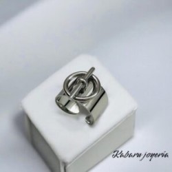 Anillo ajustable acero inoxidable color plata ancho