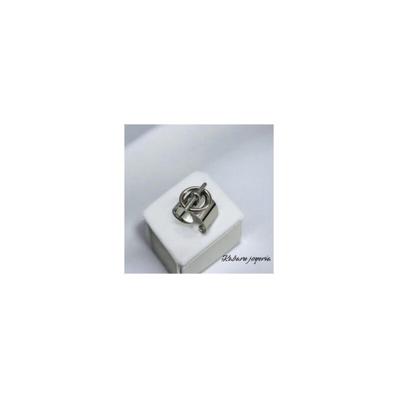 Anillo ajustable acero inoxidable color plata ancho