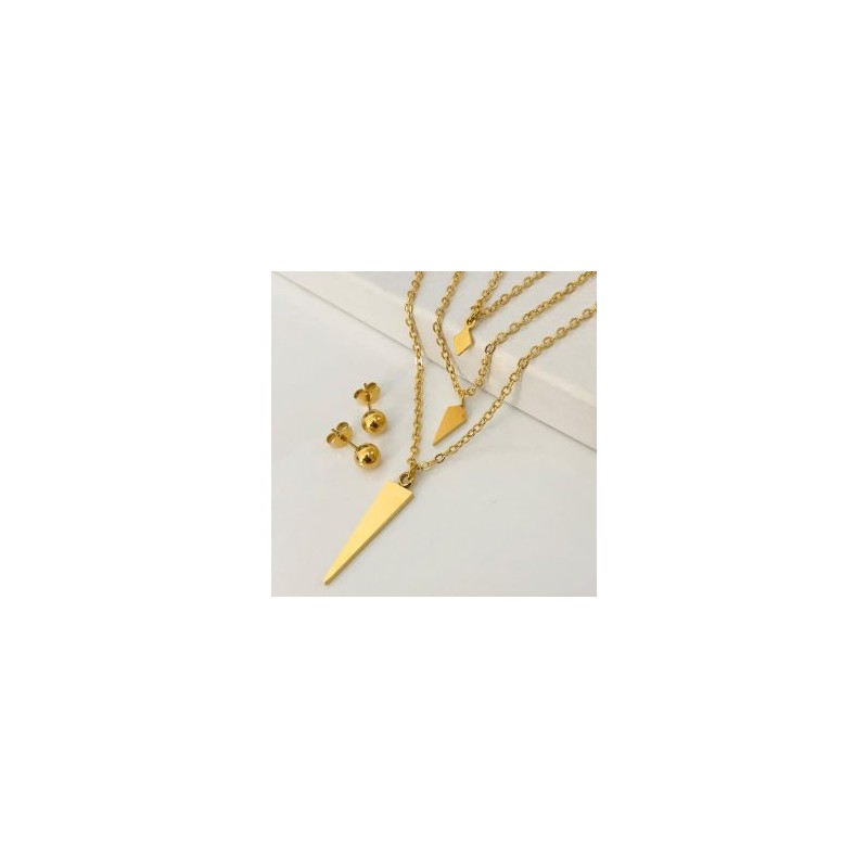 Conjunto dorado 3 lienzos acero inoxidable flechas