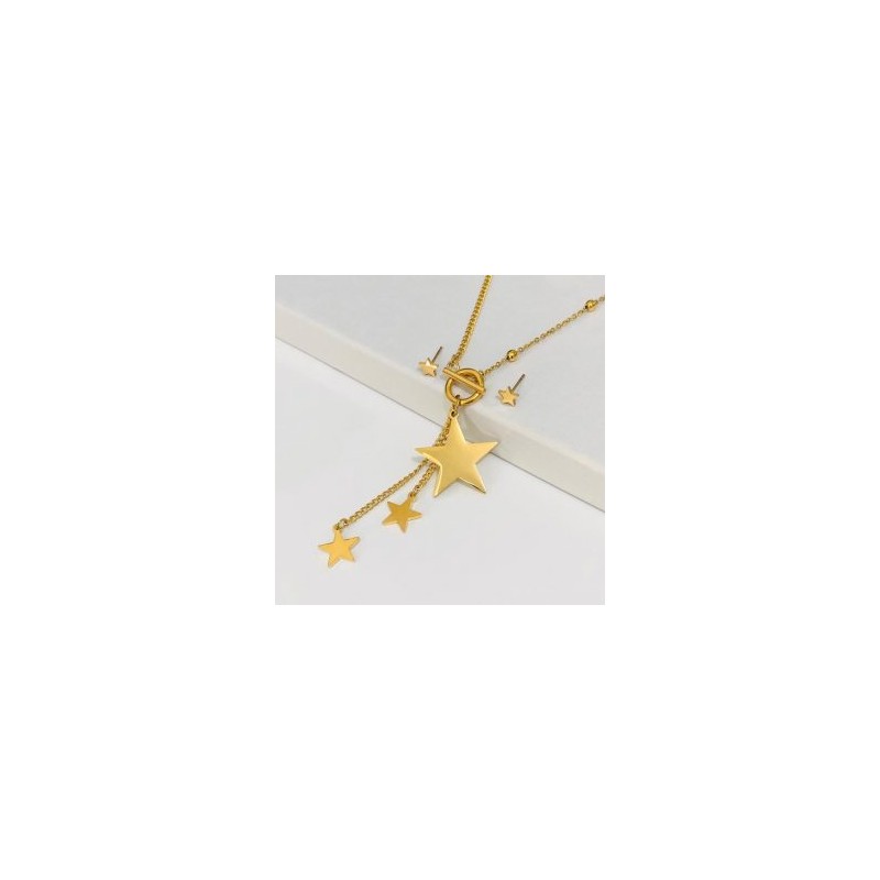 Conjunto dorado acero inoxidable estrellas colgantes