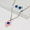 Conjunto acero inoxidable color plata mano Fátima rosa