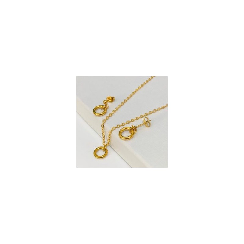 Conjunto dorado acero inoxidable arracadas