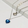 Collar 2 lienzos acero inoxidable corazón azul