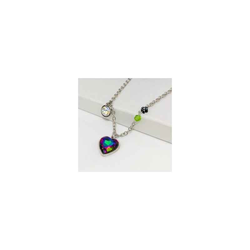 Collar acero inoxidable corazón tornasol