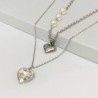 Collar 2 lienzos  acero inoxidable corazón blanco