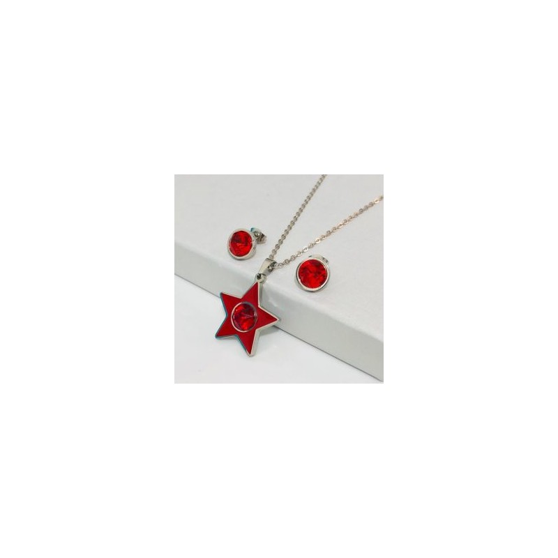 Conjunto acero inoxidable estrella roja