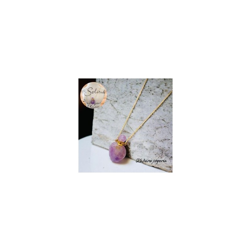 Collar acero inoxidable perfumero cuarzo purpura
