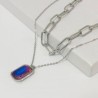 Collar 2 lienzos acero inoxidable piedra tornasol metálico