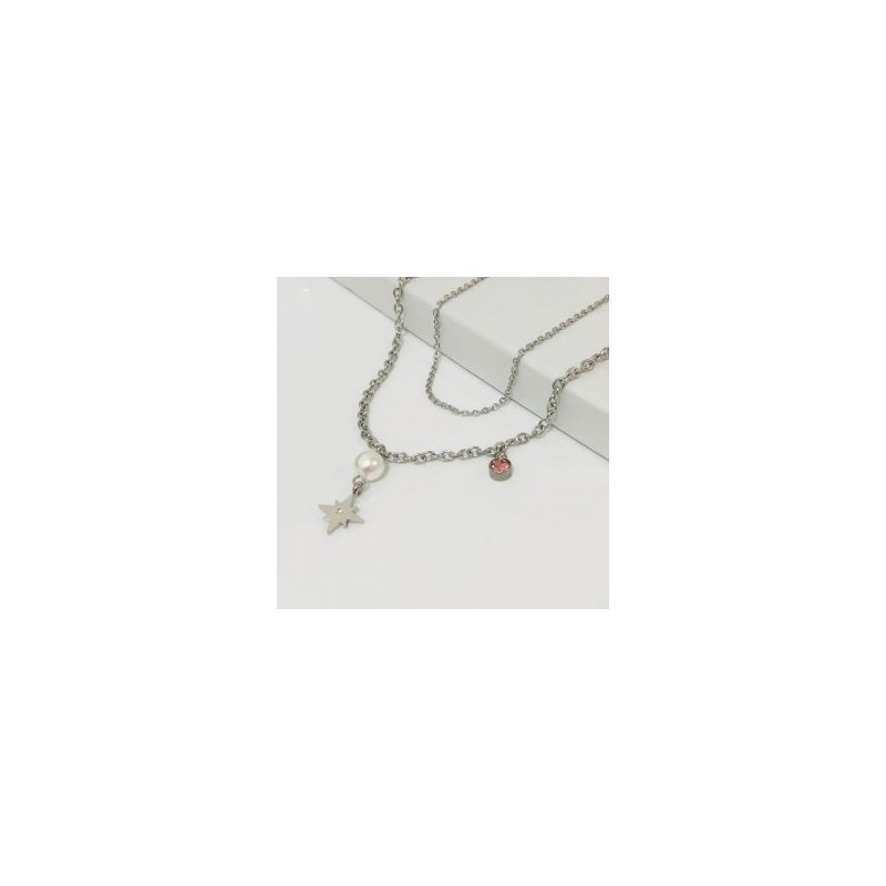 Collar 2 lienzos acero inoxidable estrella