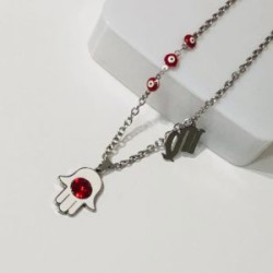 Collar acero inoxidable mano Fátima blanca