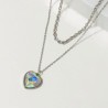 Collar 2 lienzos acero inoxidable corazón  tornasol blanco