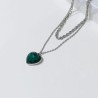 Collar 2 lienzos acero inoxidable corazón verde