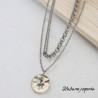 Collar color plata acero inoxidable circulo blanco