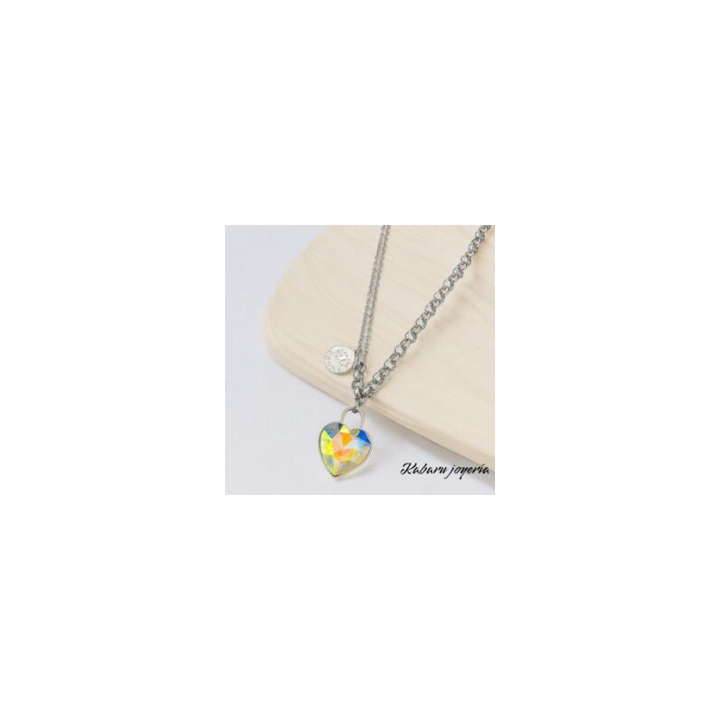 Titanic color plata acero inoxidable corazón blanco tornasol