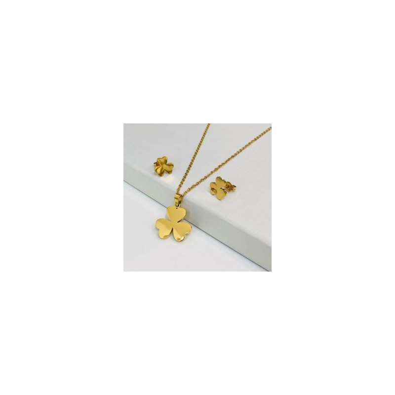 Conjunto económico acero inoxidable moda trébol