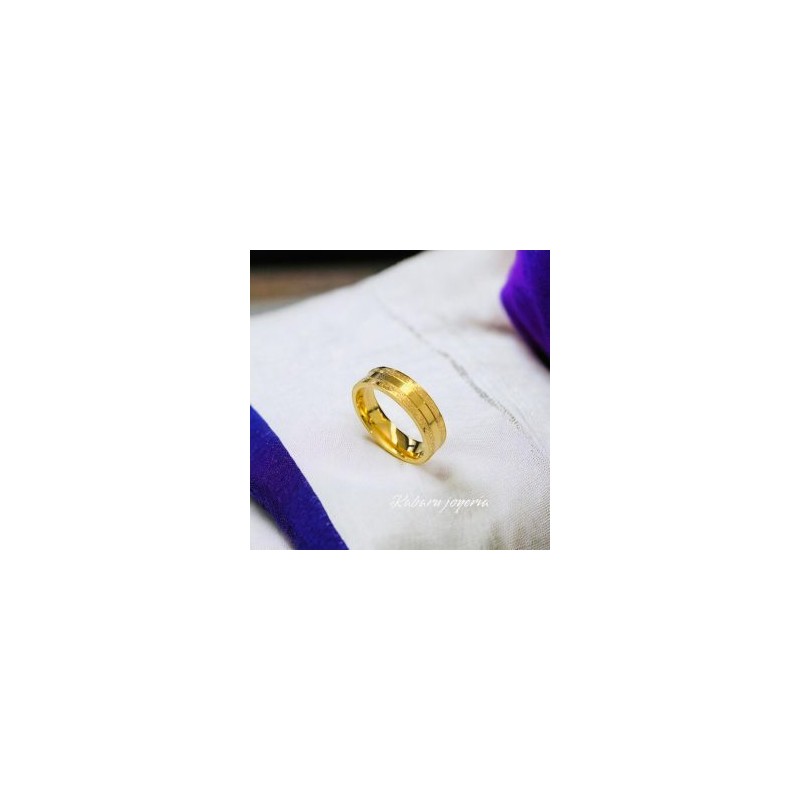Anillo T11 matrimonio acero inoxidable dorado escarchado